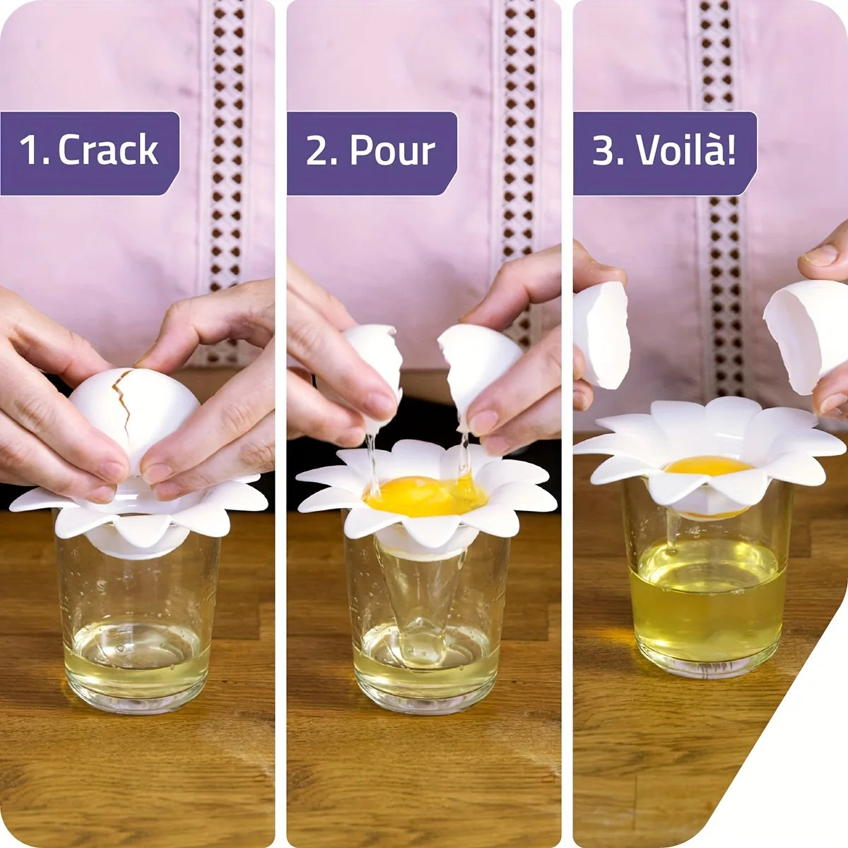 Cute Flower Egg Separator - 1pc Flower Design Egg White Yolk Separator Kitchen Gadget