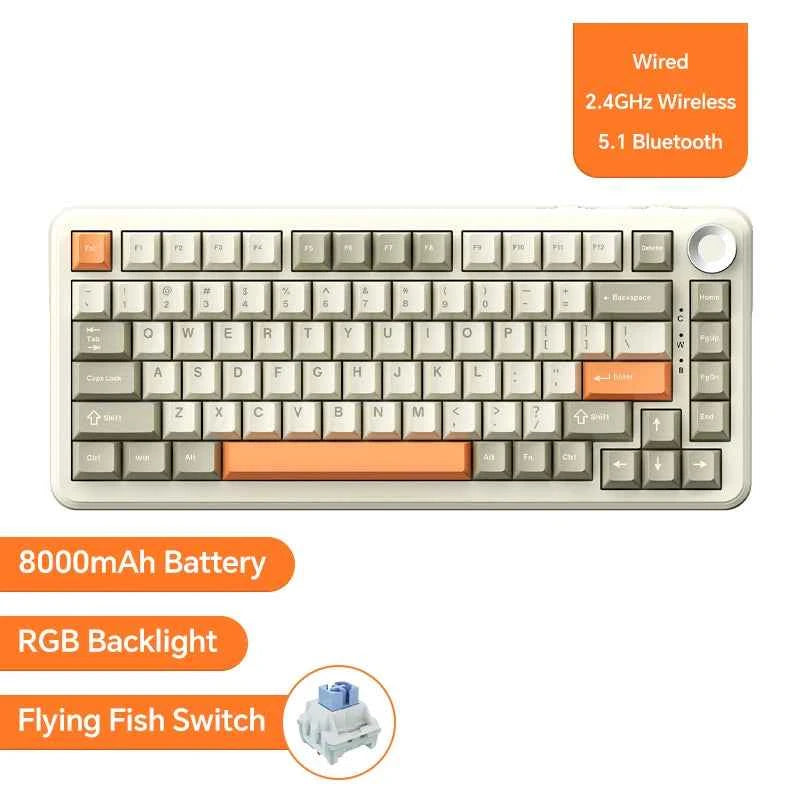 AJAZZ AK820/Pro Wireless Mechanical Keyboard Bluetooth 5.1 2.4G USB-C Wired Hot Swappable RGB Gaming Keyboard Gasket Mount with