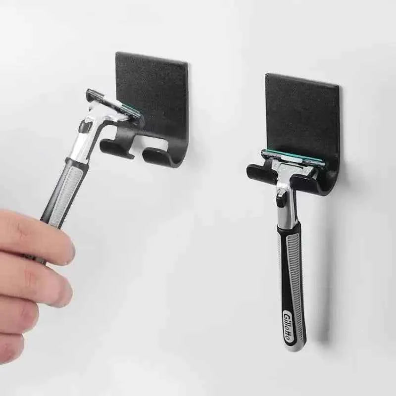 Bathroom Stainless Steel Razor Holder Wall Hook - Punch-Free Shaving Rack - Men’s Shaving Accessories