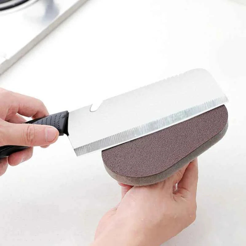 Magic Emery Sponge Brush Cleaner for Kitchen and Bath - Strong Rust Removal Tool with Handle