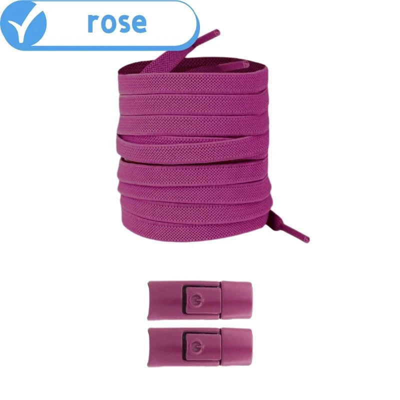 New Without Ties Elastic Laces No Tie Shoe Laces Press Lock Shoelaces Sneaker Kids Adult 8MM Widened Flat Shoelace for Shoes - Vaxicy