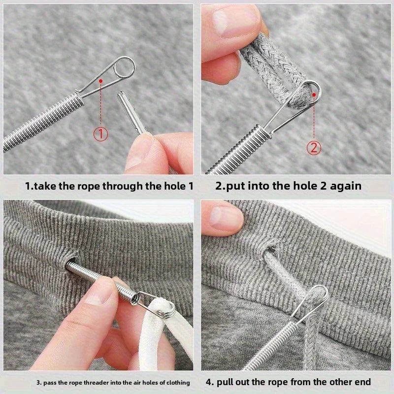 Bendable Drawstring Threader Clip for Pants and Hoodies - Flexible Elastic Band Lace Cord DIY Sewing Accessory - Vaxicy