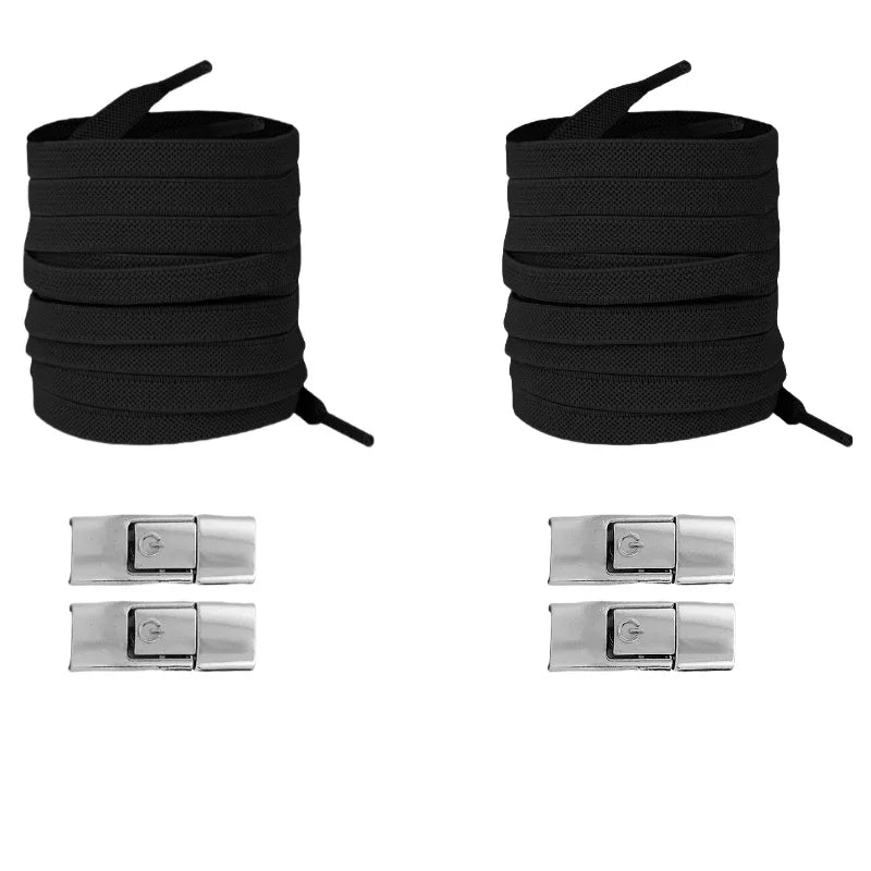 New Without Ties Elastic Laces No Tie Shoe Laces Press Lock Shoelaces Sneaker Kids Adult 8MM Widened Flat Shoelace for Shoes - Vaxicy