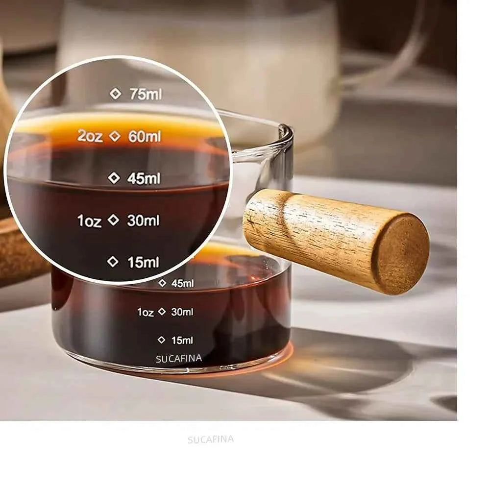 Wood Handle Glass Measuring Cup