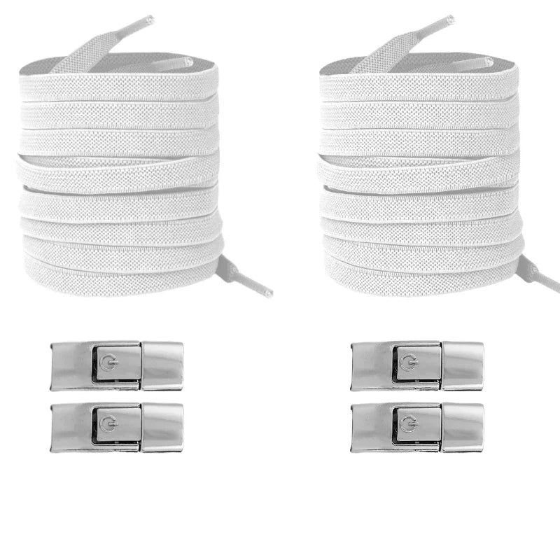 New Without Ties Elastic Laces No Tie Shoe Laces Press Lock Shoelaces Sneaker Kids Adult 8MM Widened Flat Shoelace for Shoes - Vaxicy