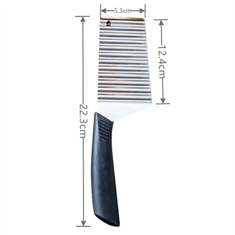 Stainless Steel Potato Chip Slicer - Crinkle Wavy Slicer Knife for Dough, Vegetables, Fruits, and French Fries - Vaxicy