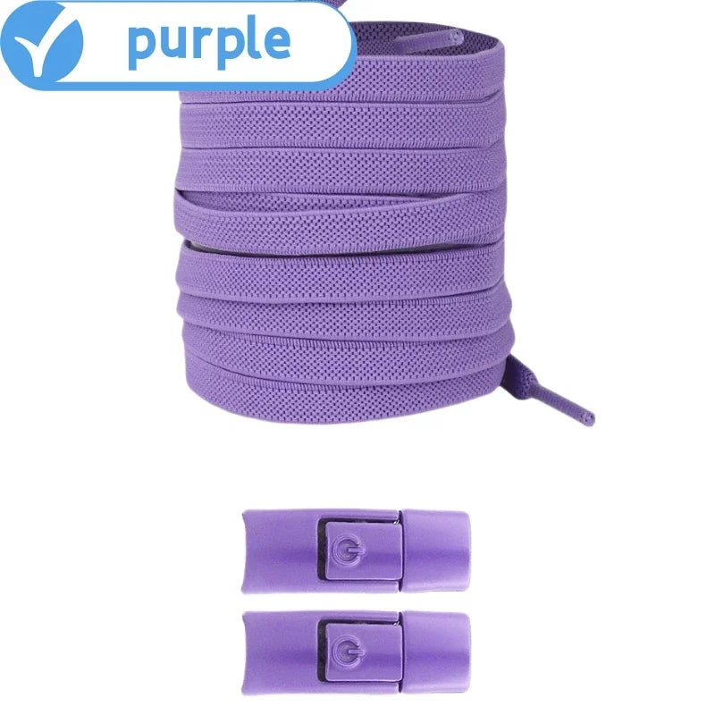 New Without Ties Elastic Laces No Tie Shoe Laces Press Lock Shoelaces Sneaker Kids Adult 8MM Widened Flat Shoelace for Shoes - Vaxicy
