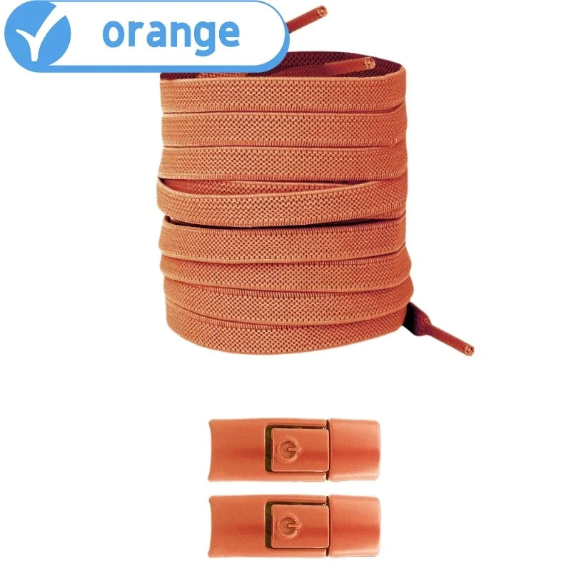 New Without Ties Elastic Laces No Tie Shoe Laces Press Lock Shoelaces Sneaker Kids Adult 8MM Widened Flat Shoelace for Shoes - Vaxicy