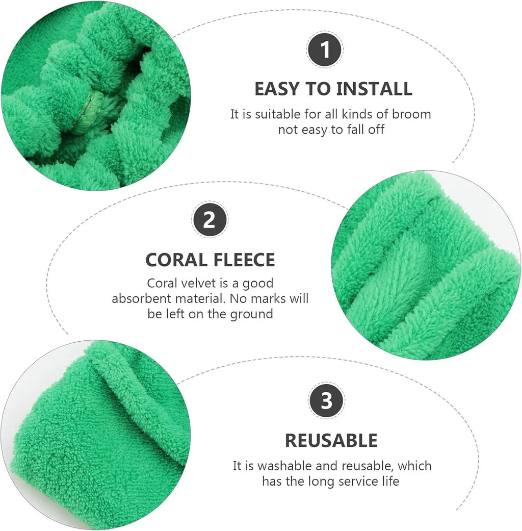 1 multifunctional coral fleece broom cloth cover floor mop, reusable ultra-fine fiber absorbent broom household cleaning accesso - Vaxicy