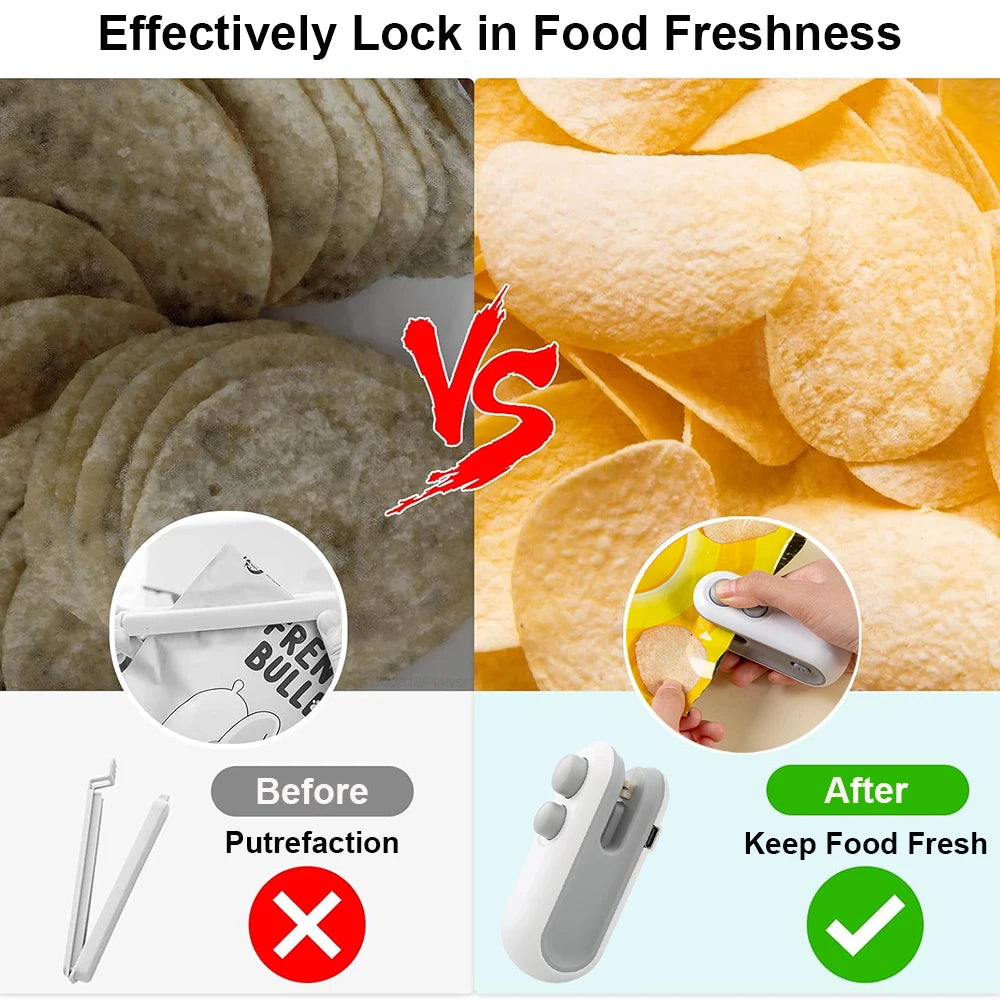 Mini Heat Bag Sealing Machine Package Sealer Bags Plastic Food Sealer Clip Bag Handheld Sealer Food Packaging Heat Sealer - Vaxicy