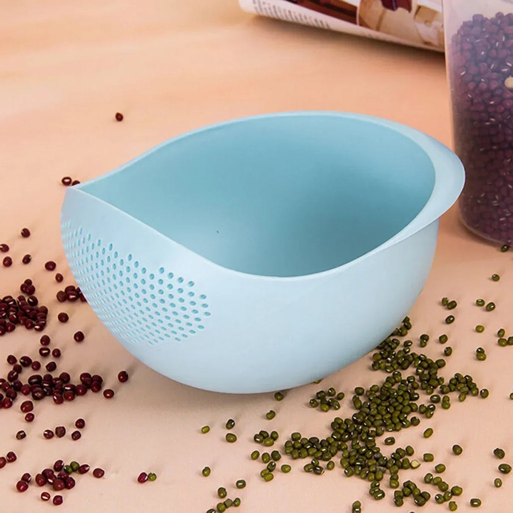 Silicone Colander Drain Basket with Handle - 1PC Rice and Fruit Washing Bowl for Home Kitchen Organizer