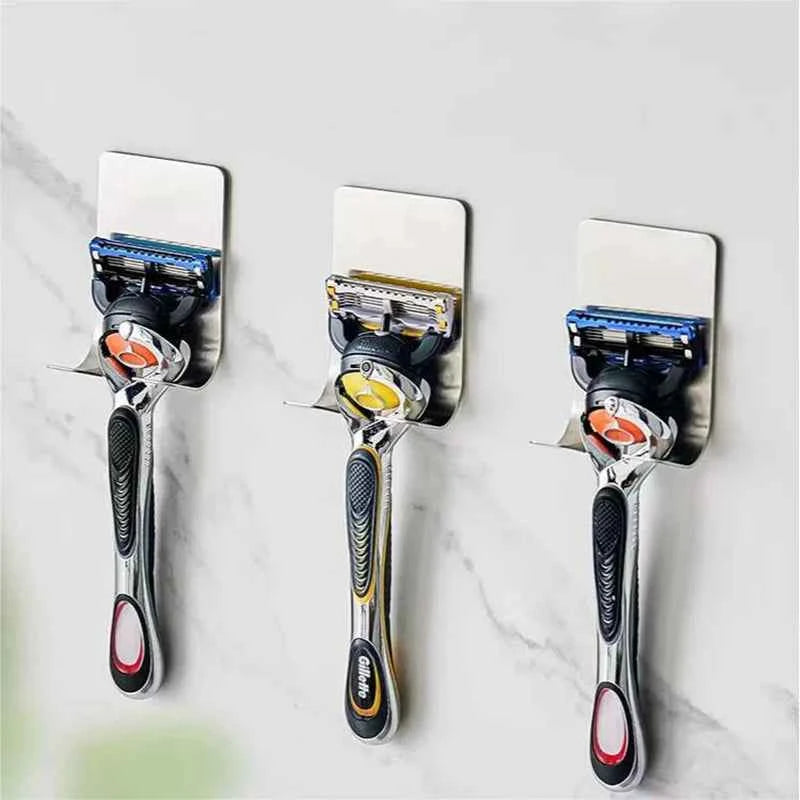 Bathroom Stainless Steel Razor Holder Wall Hook - Punch-Free Shaving Rack - Men’s Shaving Accessories