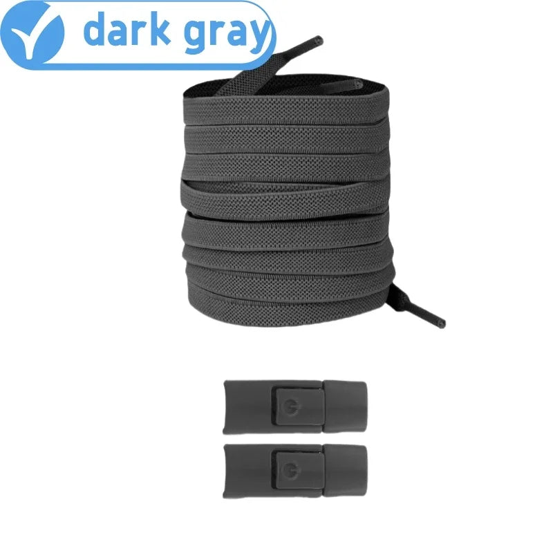 New Without Ties Elastic Laces No Tie Shoe Laces Press Lock Shoelaces Sneaker Kids Adult 8MM Widened Flat Shoelace for Shoes - Vaxicy