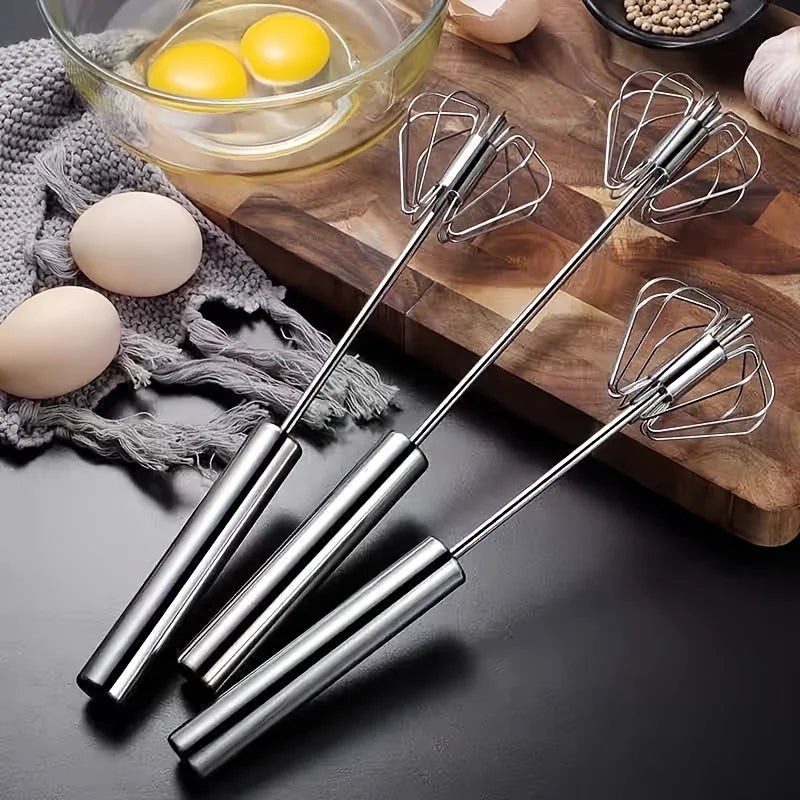 Stainless Steel Egg Beater Durable Semi-Automatic Mixer for Effortless Egg Cream Mixing Stirring and Beating for Kitchen Baking - Vaxicy