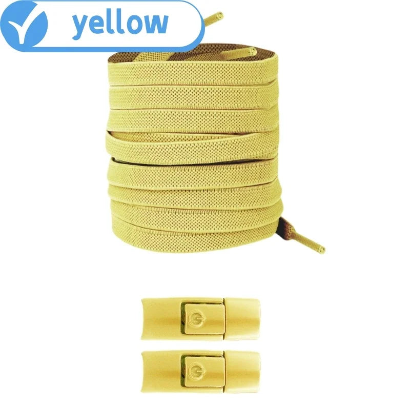 New Without Ties Elastic Laces No Tie Shoe Laces Press Lock Shoelaces Sneaker Kids Adult 8MM Widened Flat Shoelace for Shoes - Vaxicy