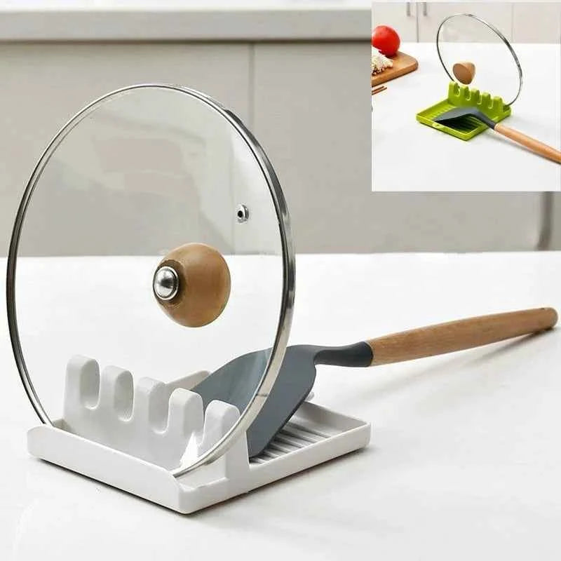 Kitchen Utensil Holder - Plastic Spoon Holder Rack Shelf Organizer for Forks, Spatulas, and Chopsticks