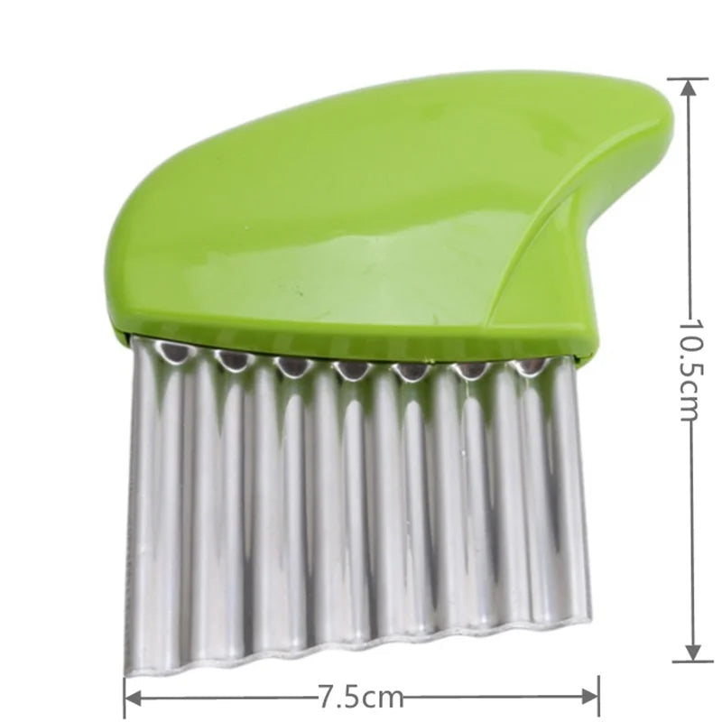 Stainless Steel Potato Chip Slicer - Crinkle Wavy Slicer Knife for Dough, Vegetables, Fruits, and French Fries - Vaxicy