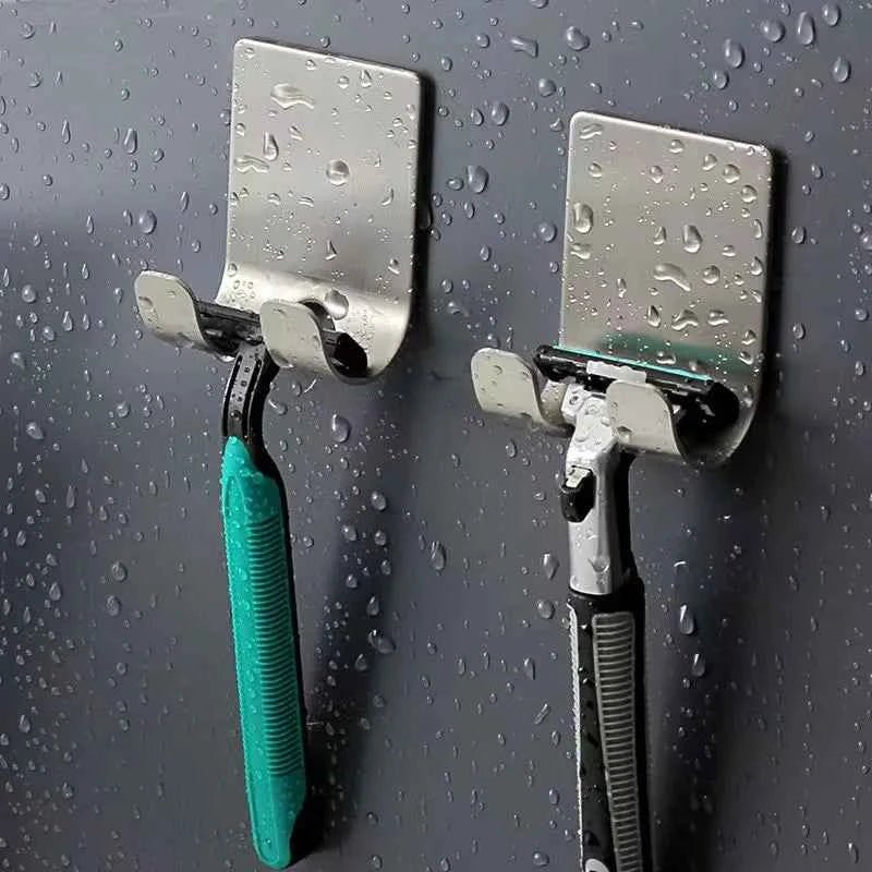 Bathroom Stainless Steel Razor Holder Wall Hook - Punch-Free Shaving Rack - Men’s Shaving Accessories