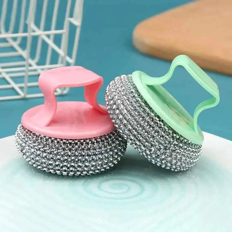 3PCS Stainless Steel Cleaning Brush Set - Detachable Ball Brush for Non-stick Pots and Pans