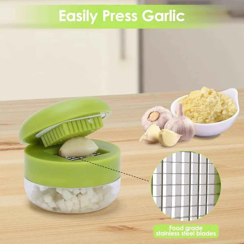 1pc Multifunctional Garlic Press Manual Mincer， ABS and Stainless Steel Garlic Slicer Handheld Ginger Masher with Storage Case