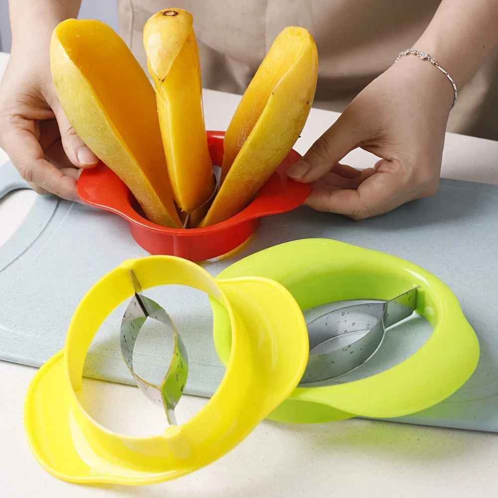 Mango Slicer Tool - Easy Peel & Core Remover, Durable Plastic Fruit Cutter with Non-Slip Grip, Color Options