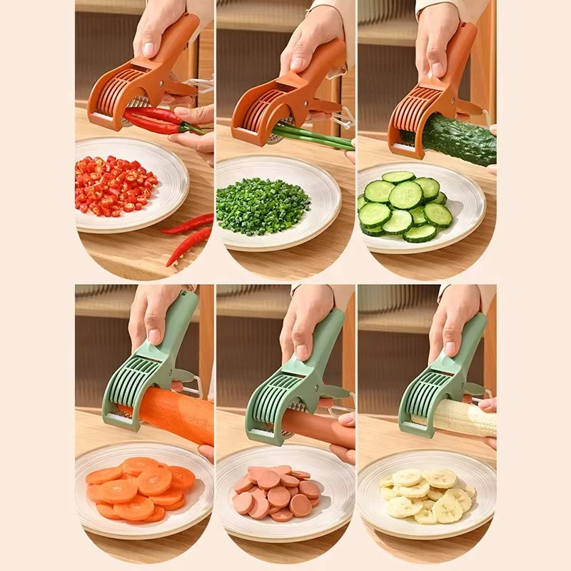 1Pc Kitchen Tools Stainless Steel Vegetable and Fruit Slicer Multi Functional Salad Slicer Kitchen Accessories - Vaxicy