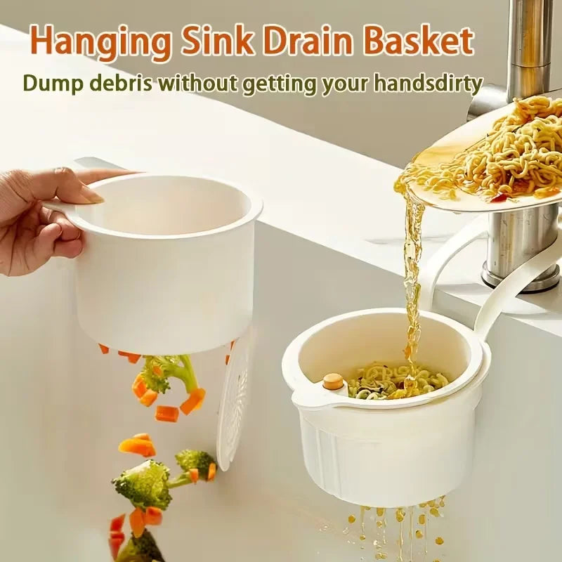 Press-Type Drain Basket for Kitchen & Bathroom | Multi-Functional Food Strainer & Sink Organizer