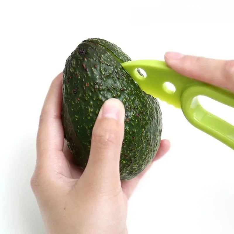 3 in 1 Avocado Slicer Tool, Corer, and Peeler - Plastic Kitchen Fruit Cutter and Pulp Separator