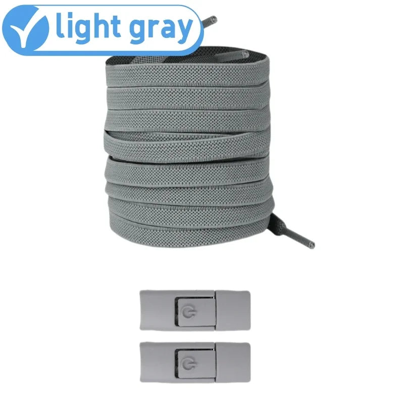 New Without Ties Elastic Laces No Tie Shoe Laces Press Lock Shoelaces Sneaker Kids Adult 8MM Widened Flat Shoelace for Shoes - Vaxicy