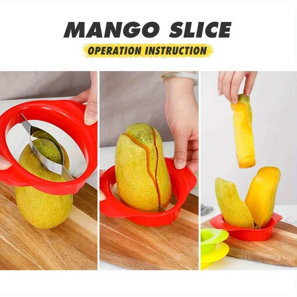 Mango Slicer Tool - Easy Peel & Core Remover, Durable Plastic Fruit Cutter with Non-Slip Grip, Color Options