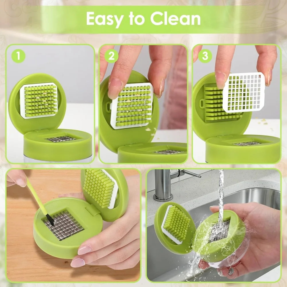 1pc Multifunctional Garlic Press Manual Mincer， ABS and Stainless Steel Garlic Slicer Handheld Ginger Masher with Storage Case - Vaxicy
