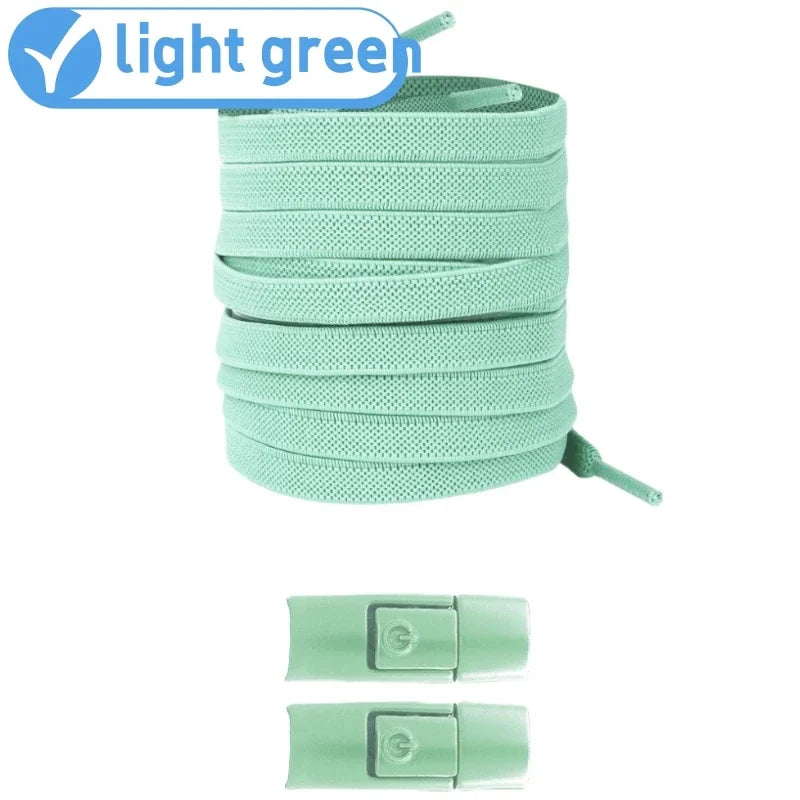 New Without Ties Elastic Laces No Tie Shoe Laces Press Lock Shoelaces Sneaker Kids Adult 8MM Widened Flat Shoelace for Shoes - Vaxicy