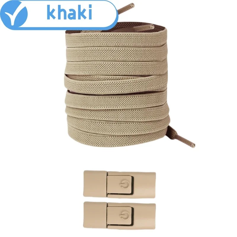 New Without Ties Elastic Laces No Tie Shoe Laces Press Lock Shoelaces Sneaker Kids Adult 8MM Widened Flat Shoelace for Shoes - Vaxicy