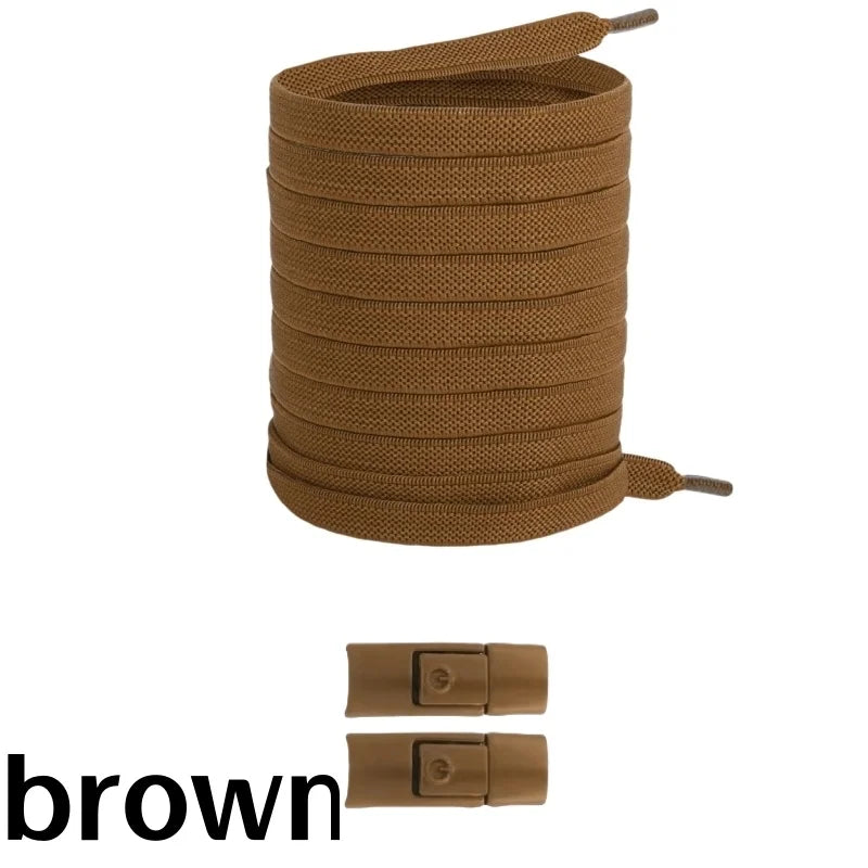 New Without Ties Elastic Laces No Tie Shoe Laces Press Lock Shoelaces Sneaker Kids Adult 8MM Widened Flat Shoelace for Shoes - Vaxicy