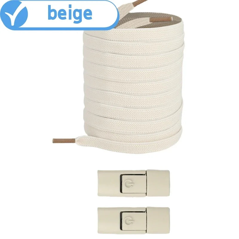New Without Ties Elastic Laces No Tie Shoe Laces Press Lock Shoelaces Sneaker Kids Adult 8MM Widened Flat Shoelace for Shoes - Vaxicy