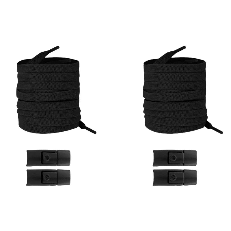 New Without Ties Elastic Laces No Tie Shoe Laces Press Lock Shoelaces Sneaker Kids Adult 8MM Widened Flat Shoelace for Shoes - Vaxicy