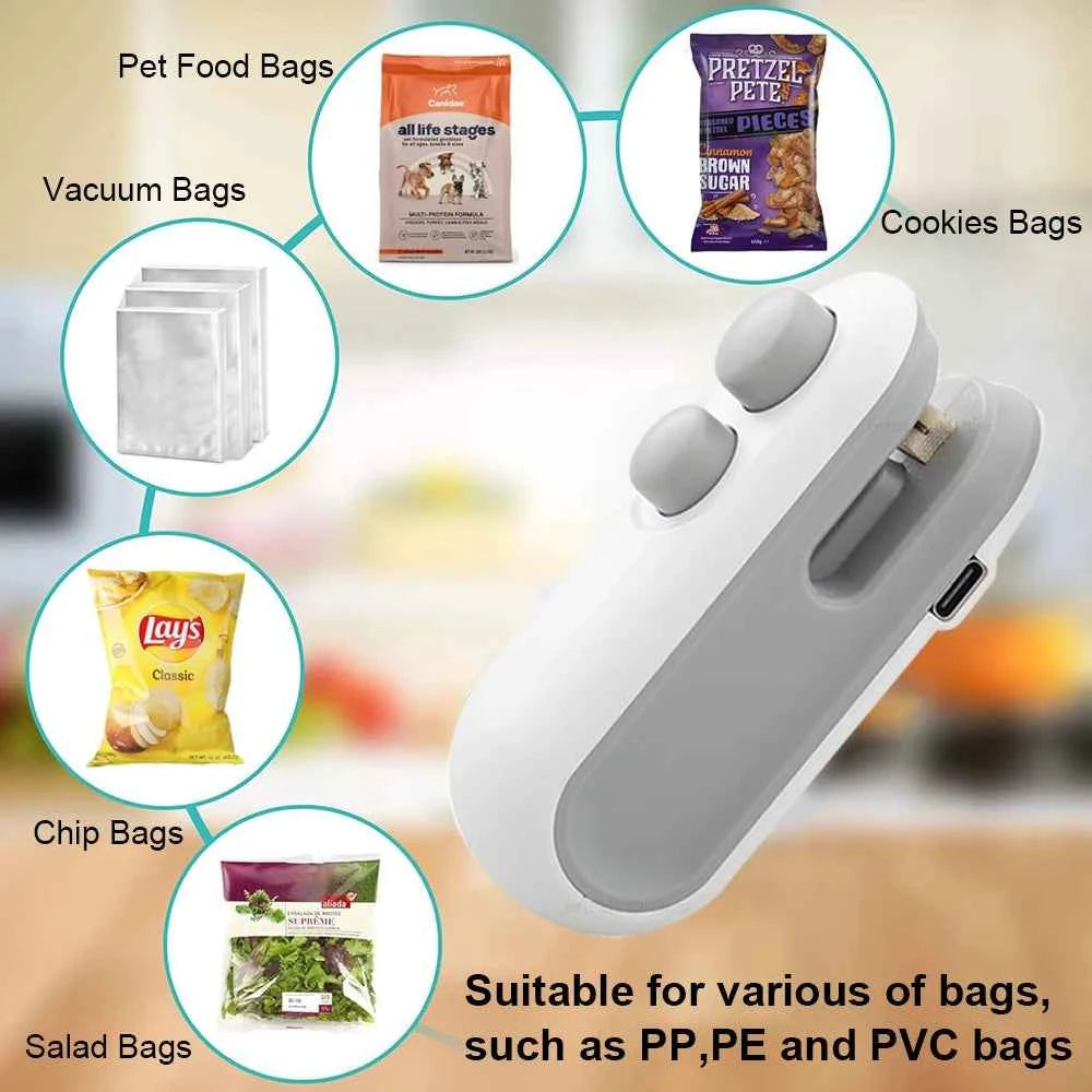 Mini Heat Bag Sealer Handheld Food Packaging Clip Sealer Machine for Plastic Bags