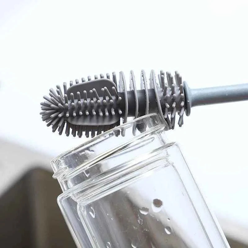 Silicone Bottle Brush for Cleaning Milk Bottles, Glass Cups, and Drink Bottles - Long Handle Scrubber Tool