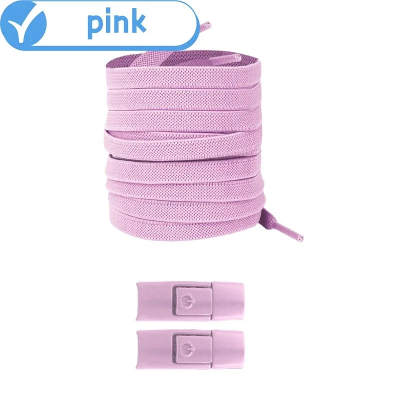 New Without Ties Elastic Laces No Tie Shoe Laces Press Lock Shoelaces Sneaker Kids Adult 8MM Widened Flat Shoelace for Shoes - Vaxicy