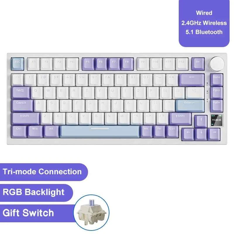 AJAZZ AK820/Pro Wireless Mechanical Keyboard Bluetooth 5.1 2.4G USB-C Wired Hot Swappable RGB Gaming Keyboard Gasket Mount with
