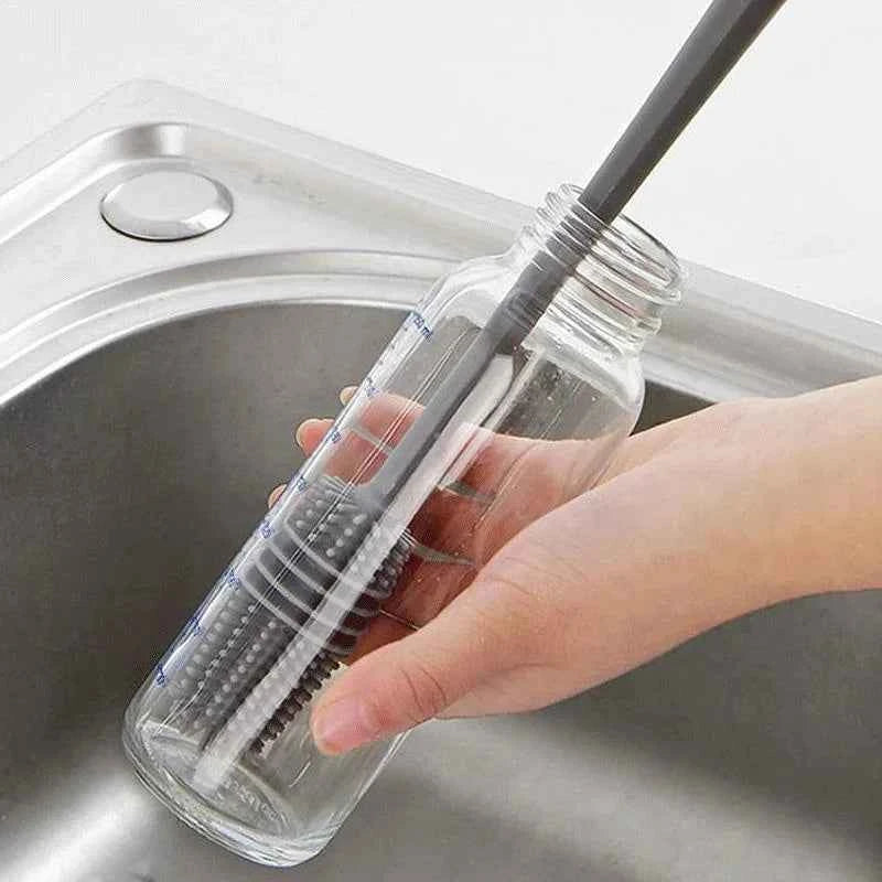Silicone Bottle Brush for Cleaning Milk Bottles, Glass Cups, and Drink Bottles - Long Handle Scrubber Tool