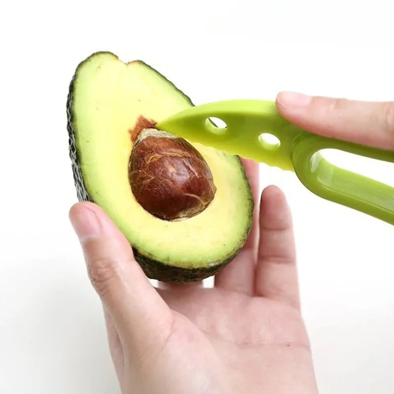 3 in 1 Avocado Slicer Tool, Corer, and Peeler - Plastic Kitchen Fruit Cutter and Pulp Separator
