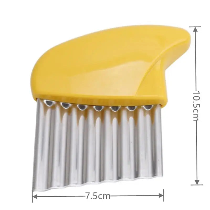 Stainless Steel Potato Chip Slicer - Crinkle Wavy Slicer Knife for Dough, Vegetables, Fruits, and French Fries - Vaxicy