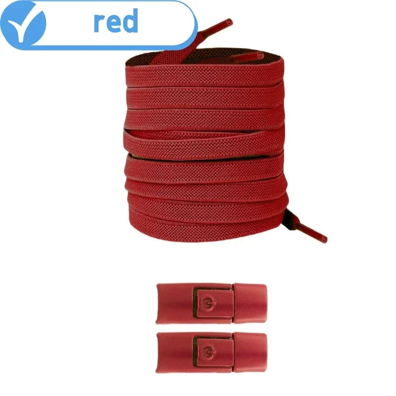 New Without Ties Elastic Laces No Tie Shoe Laces Press Lock Shoelaces Sneaker Kids Adult 8MM Widened Flat Shoelace for Shoes - Vaxicy