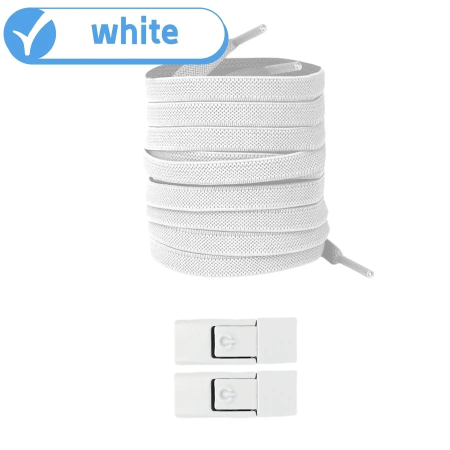New Without Ties Elastic Laces No Tie Shoe Laces Press Lock Shoelaces Sneaker Kids Adult 8MM Widened Flat Shoelace for Shoes - Vaxicy