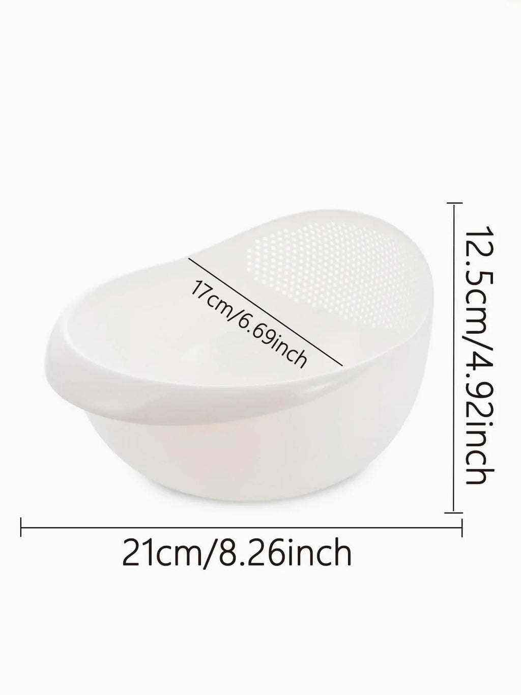 Silicone Colander Drain Basket with Handle - 1PC Rice and Fruit Washing Bowl for Home Kitchen Organizer