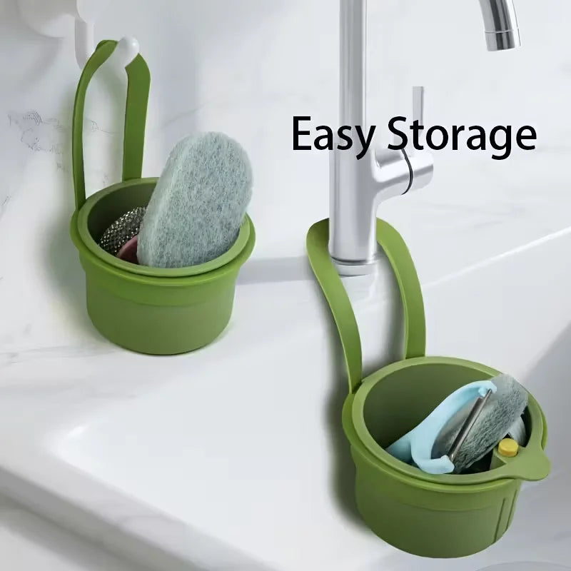 Press-Type Drain Basket for Kitchen & Bathroom | Multi-Functional Food Strainer & Sink Organizer