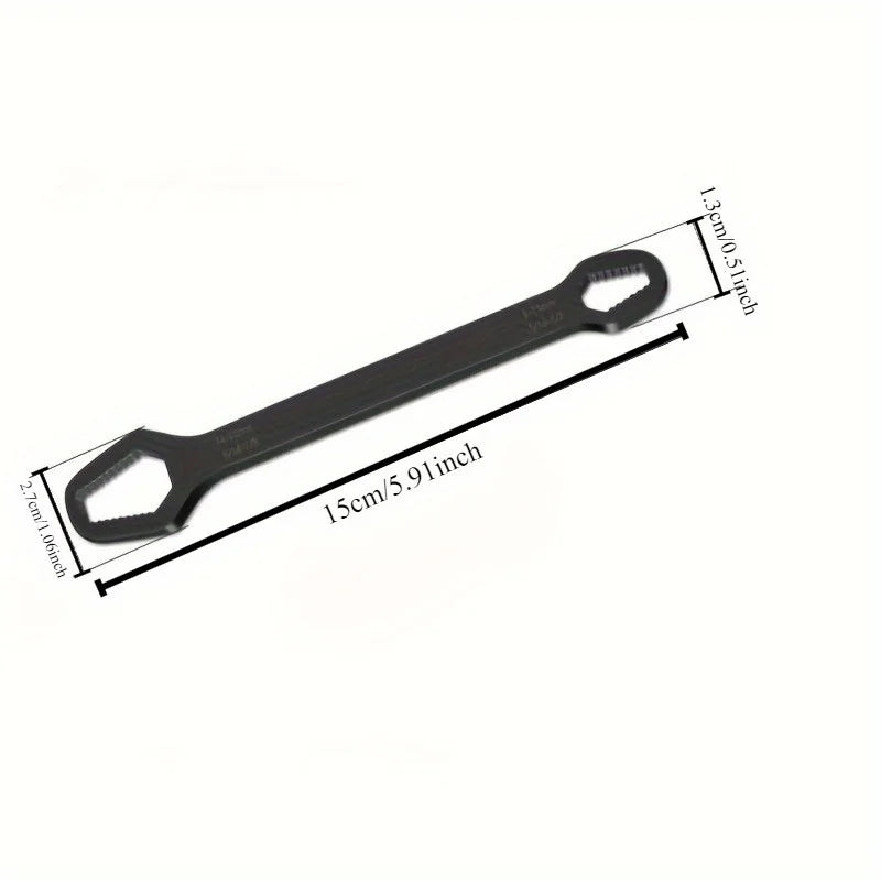 1pc Universal Double Ended Wrench, Self-Tightening 3-17mm Screw Nuts Repair Wrench, Double-Headed Ratchet Spanner, Adjustable - Vaxicy