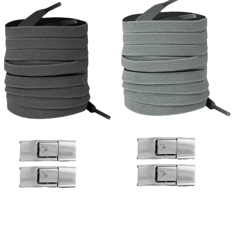 New Without Ties Elastic Laces No Tie Shoe Laces Press Lock Shoelaces Sneaker Kids Adult 8MM Widened Flat Shoelace for Shoes - Vaxicy