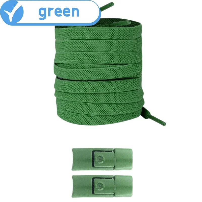 New Without Ties Elastic Laces No Tie Shoe Laces Press Lock Shoelaces Sneaker Kids Adult 8MM Widened Flat Shoelace for Shoes - Vaxicy
